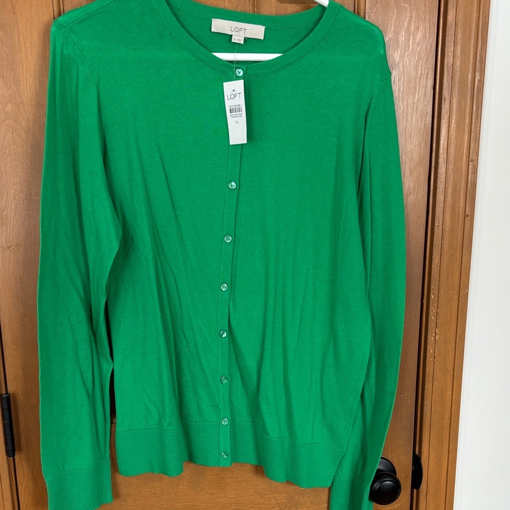 LOFT Women's Vibrant Green Cardigan